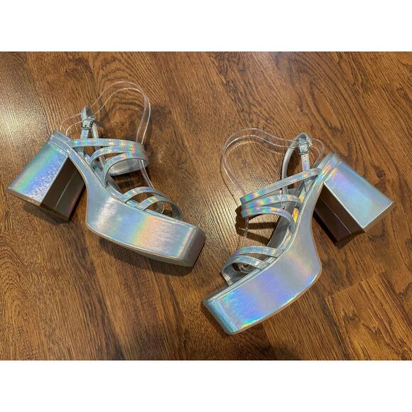 Steve Madden Women’s Bossy Platform Sandals Size 9.5 Ankle Strap Platform Heel - Picture 1 of 10